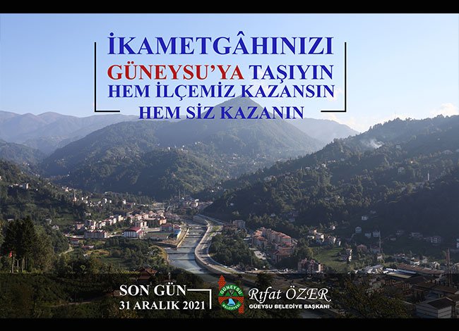 İKAMETGAHINIZI GÜNEYSU TAŞIYIN HEM İLÇEMİZ HEM SİZ KAZANIN