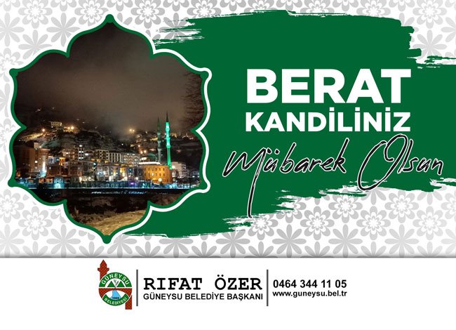 BAŞKAN ÖZER'DEN BERAT KANDİLİ MESAJI