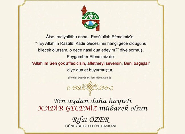 BAŞKANIMIZ'DAN KADİR GECESİ MESAJI